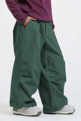 Women's Dark Green Lightweight Breathable Baggy Snow Pants